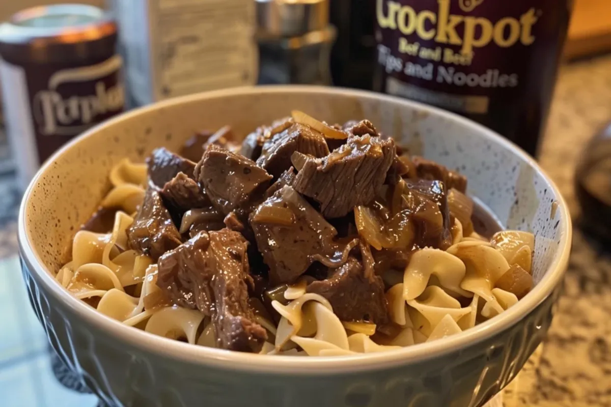 Crockpot Beef Tips and Noodles2