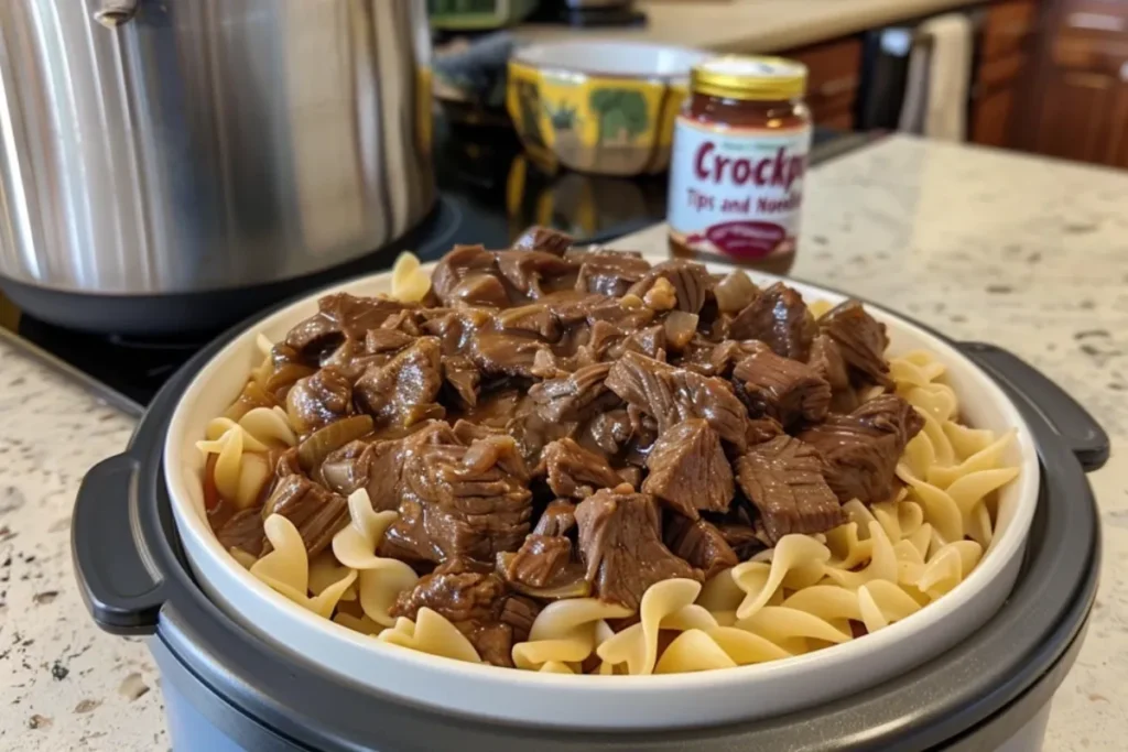 Crockpot Beef Tips and Noodles - Easy Comfort Food