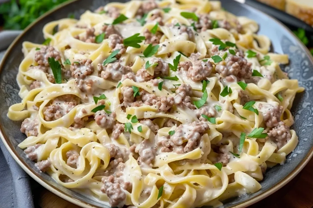 Does ground beef taste good with Alfredo sauce?