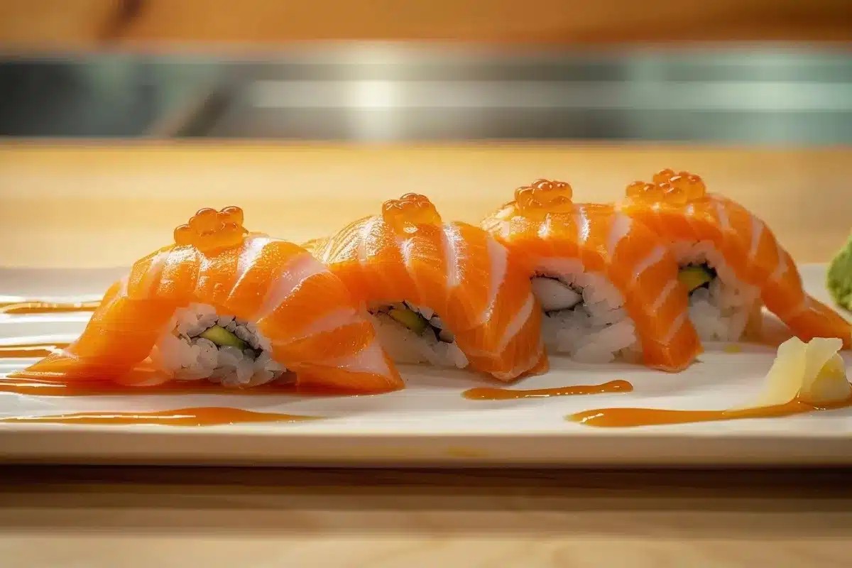 sushi order topped with salmon 4